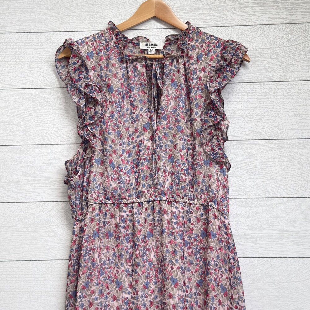 BB Dakota Ditsy Floral Ruffle Cap Sleeve Tiered Maxi Dress M | Prairie Boho - Picture 11 of 11